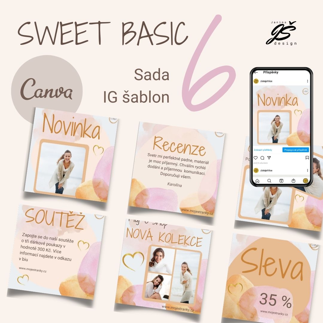Sweet Basic Sada Canva šablon na Instagram Basic 6 ks