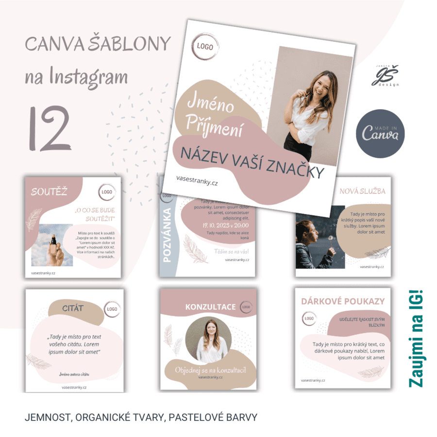 10 Canva šablon na Instagram v pastelových barvách