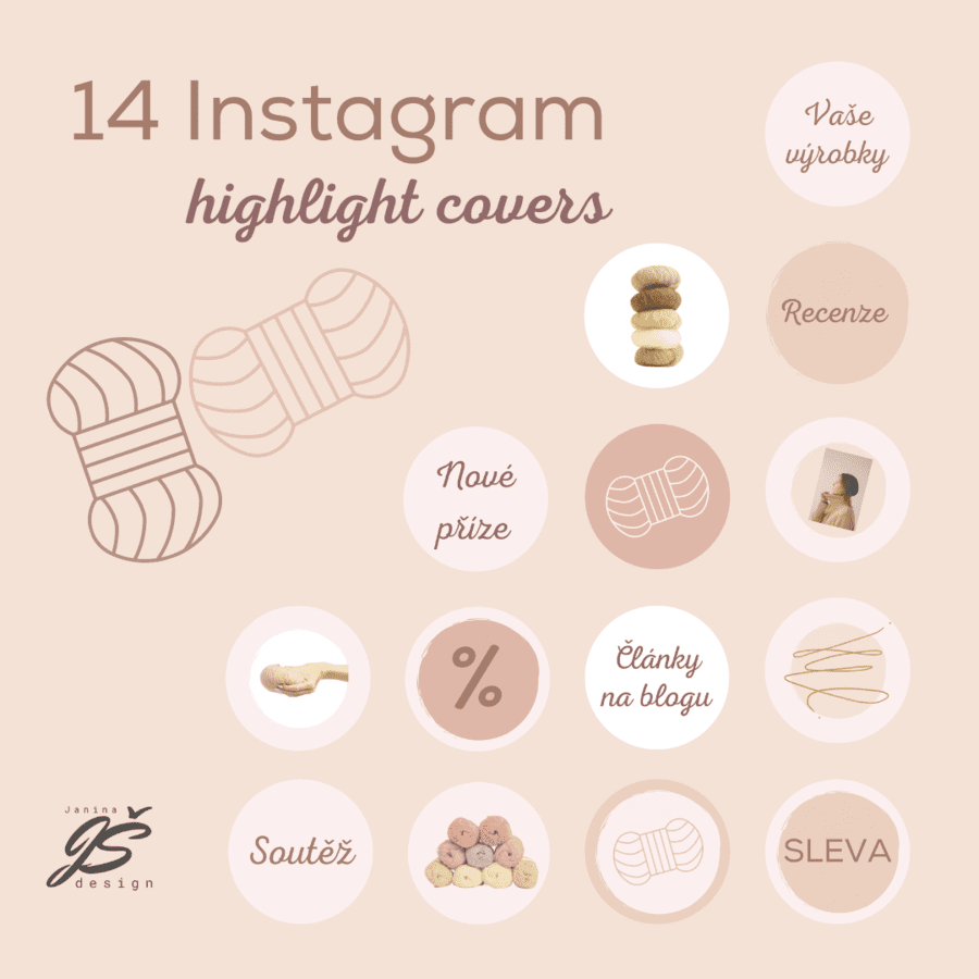 Šablona pro e-book Sada 14 Instagram story covers - "Klubíčka"
