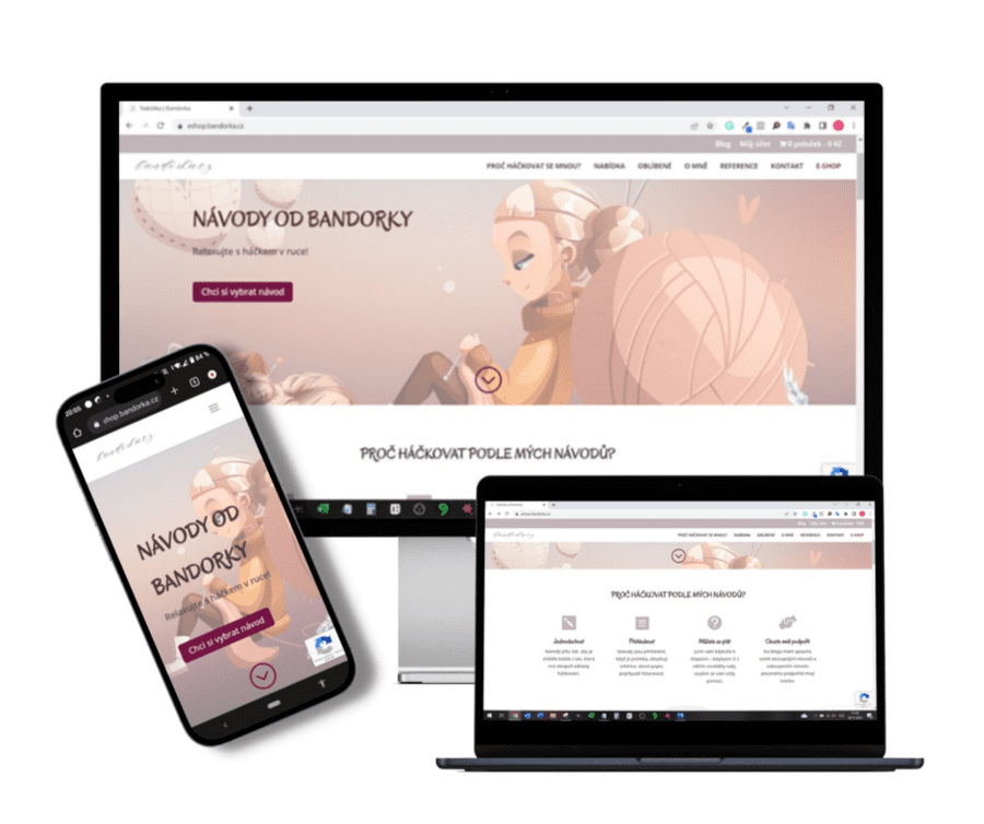 Ukázka hotového webu s e-shopem Bandorka - návody na háčkování