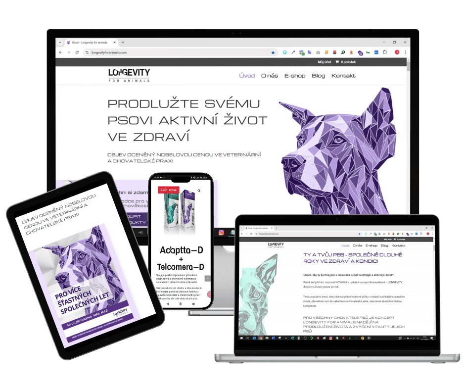 Mockup - web Longevity for animals - ukázka práce